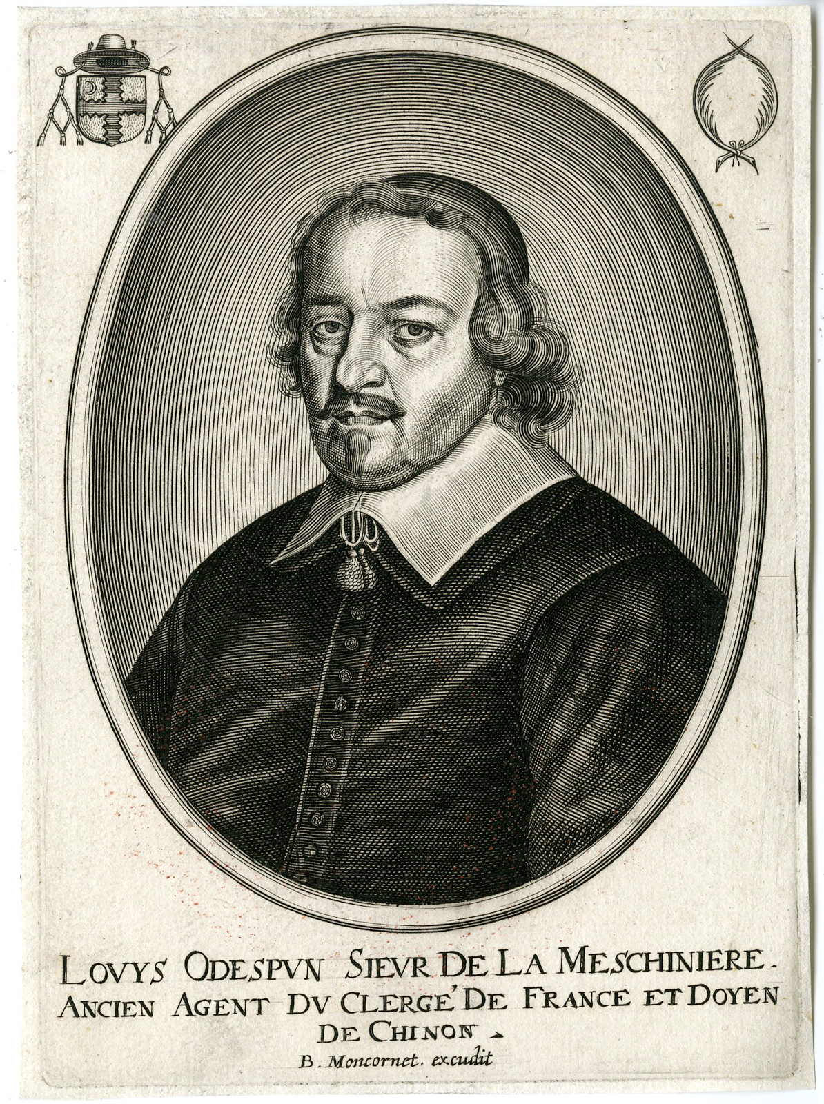 , Antique Print – LOUIS ODESPUNG DE LA MESCHINIERE-CLERGY-PORTRAIT-MONCORNET after unknown artist – c.1650, Pictura Antique Prints