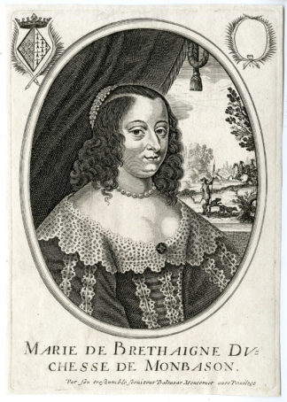 Antique Print - MARIE D'AVAUGOUR-DUCHESS-MONTBAZON-PORTRAIT-MONCORNET after unknown artist - c.1650