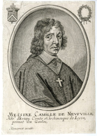 Antique Print - CAMILLE DE NEUFVILLE-ARCHBISHOP-LYON-PORTRAIT-MONCORNET after unknown artist - c.1650