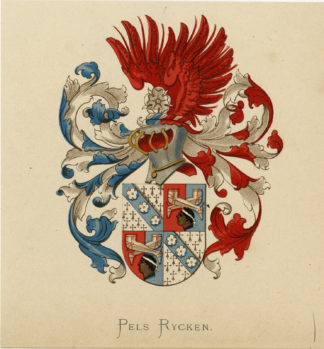 Antique Print - PELS RYCKEN-COAT OF ARMS-FAMILY CREST-WENNING after VORSTERMAN - 1885