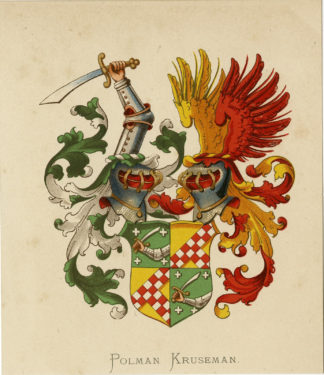 Antique Print - POLMAN KRUSEMAN-COAT OF ARMS-FAMILY CREST-WENNING after VORSTERMAN - 1885