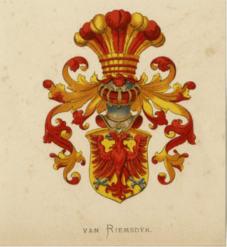 Antique Print - VAN RIEMSDYK-COAT OF ARMS-FAMILY CREST-WENNING after VORSTERMAN - 1885