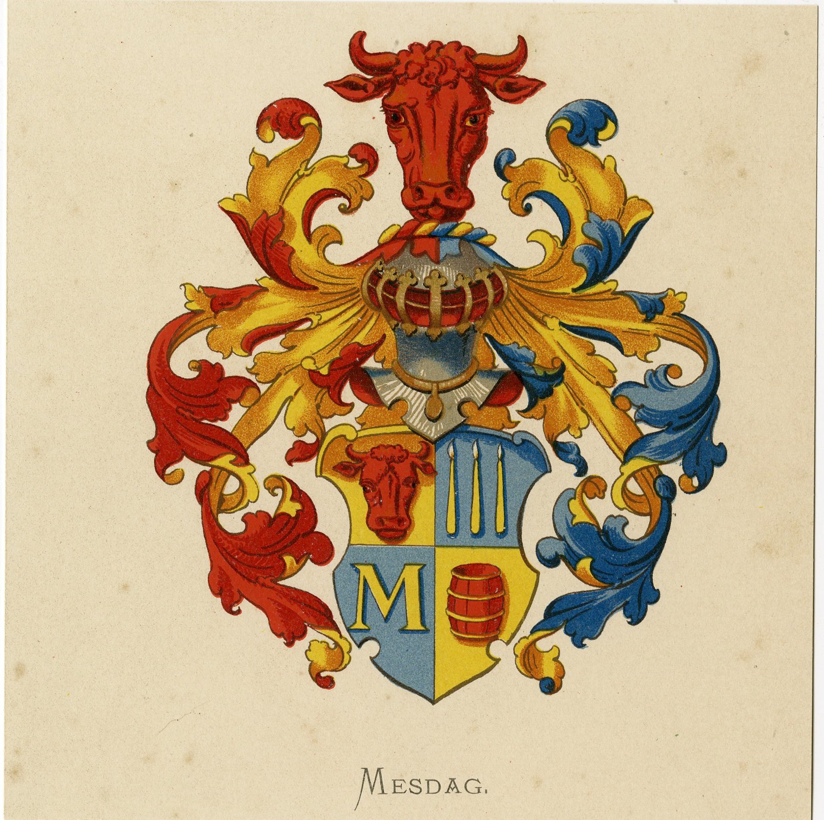 Pco 7477 416x414 Antique Print - MESDAG-COAT OF ARMS-FAMILY CREST-WENNING after VORSTERMAN - 1885