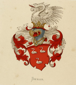 Antique Print - SWAAN-COAT OF ARMS-FAMILY CREST-WENNING after VORSTERMAN - 1885