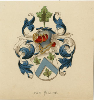 Antique Print - VAN WALRÉ-COAT OF ARMS-FAMILY CREST-WENNING after VORSTERMAN - 1885
