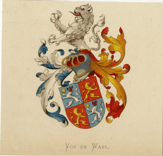 Antique Print - VOS DE WAEL-COAT OF ARMS-FAMILY CREST-WENNING after VORSTERMAN - 1885