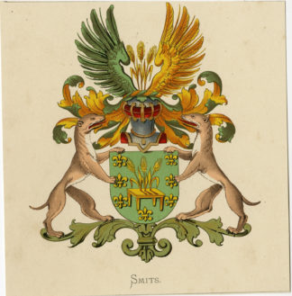 Antique Print - SMITS-COAT OF ARMS-FAMILY CREST-WENNING after VORSTERMAN - 1885