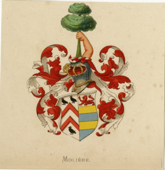 Antique Print - MOLIÈRE-COAT OF ARMS-FAMILY CREST-WENNING after VORSTERMAN - 1885