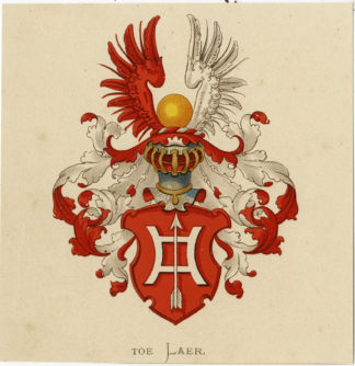 Antique Print - TOE LAER-COAT OF ARMS-FAMILY CREST-WENNING after VORSTERMAN - 1885