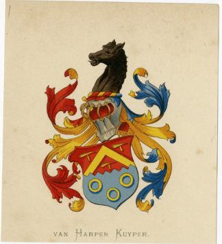 Antique Print - VAN HARPEN KUYPER-COAT OF ARMS-FAMILY CREST-WENNING after VORSTERMAN - 1885