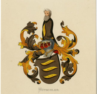 Antique Print - HÜTSCHLER -COAT OF ARMS-FAMILY CREST-WENNING after VORSTERMAN - 1885