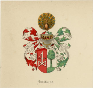 Antique Print - HESSELINK -COAT OF ARMS-FAMILY CREST-WENNING after VORSTERMAN - 1885