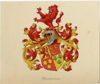 Antique Print - HOOGEVEEN -COAT OF ARMS-FAMILY CREST-WENNING after VORSTERMAN - 1885
