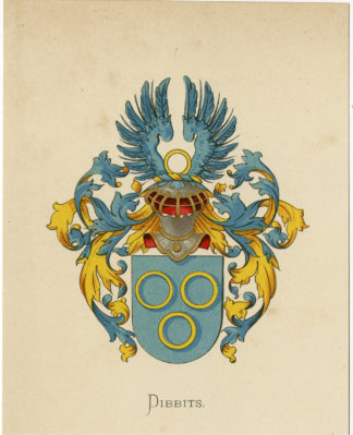 Antique Print - DIBBITS -COAT OF ARMS-FAMILY CREST-WENNING after VORSTERMAN - 1885