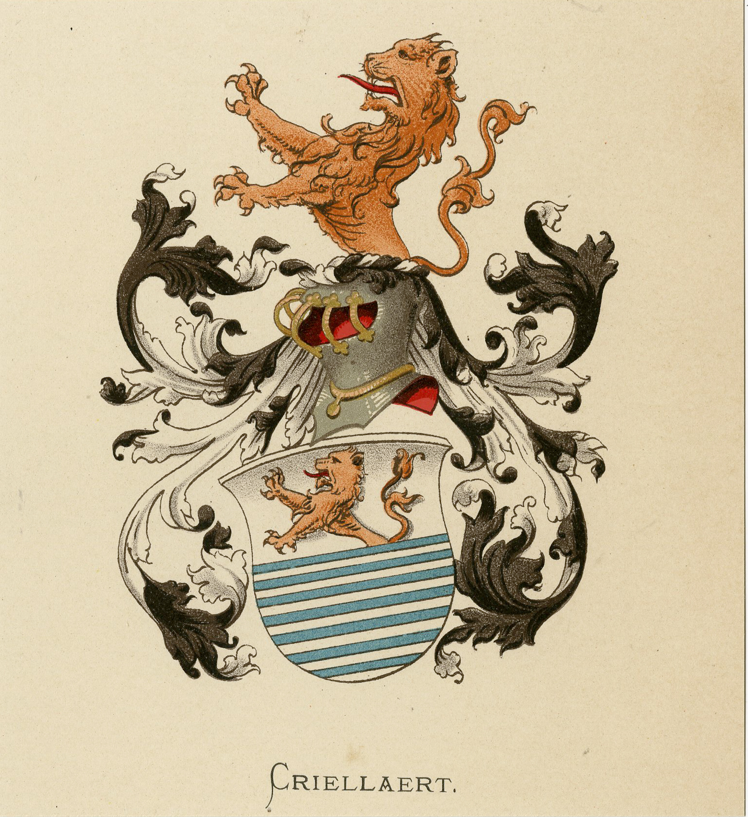 , Antique Print – CRIELLAERT -COAT OF ARMS-FAMILY CREST-WENNING after VORSTERMAN – 1885, Pictura Antique Prints