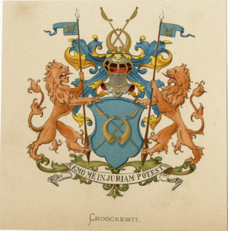 Antique Print - CROOCKEWIT -COAT OF ARMS-FAMILY CREST-WENNING after VORSTERMAN - 1885