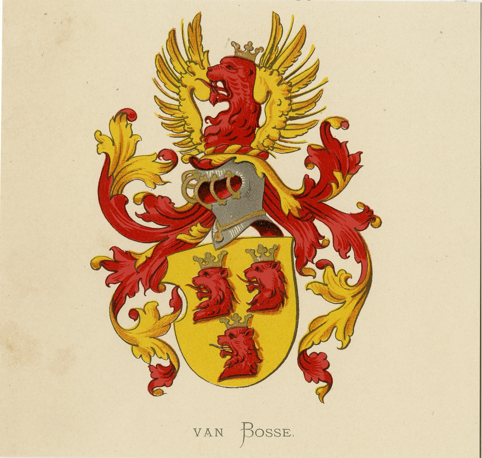 Pco 7515 416x395 Antique Print - VAN BOSSE -COAT OF ARMS-FAMILY CREST-WENNING after VORSTERMAN - 1885