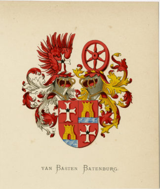Antique Print - VAN BASTEN BATENBURG -COAT OF ARMS-FAMILY CREST-WENNING after VORSTERMAN - 1885