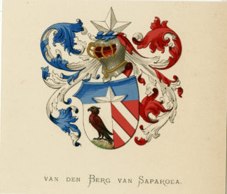 Antique Print - VAN DEN BERG VAN SAPAROEA -COAT OF ARMS-FAMILY CREST-WENNING after VORSTERMAN - 1885