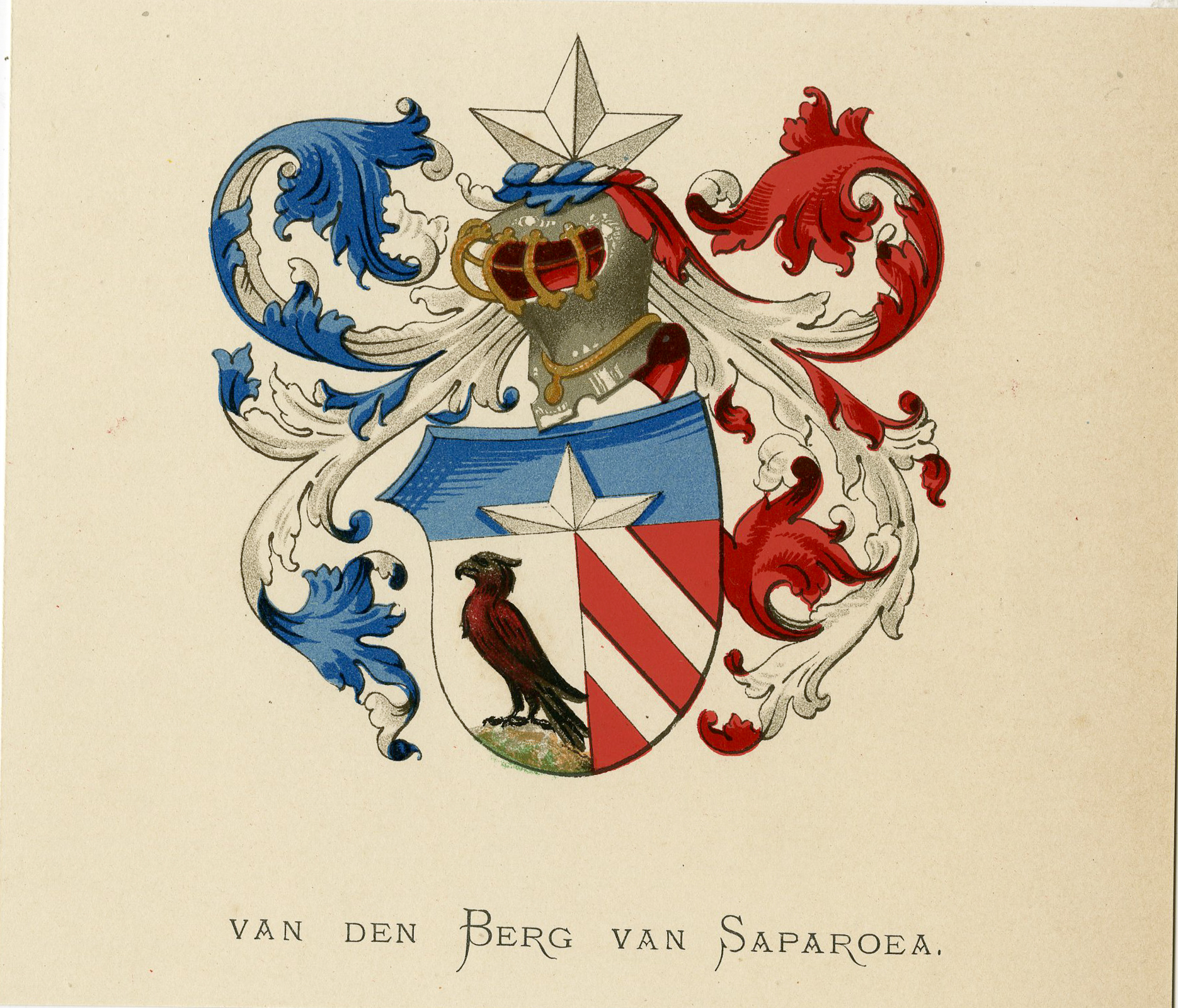 Pco 7519 416x356 Antique Print - VAN DEN BERG VAN SAPAROEA -COAT OF ARMS-FAMILY CREST-WENNING after VORSTERMAN - 1885
