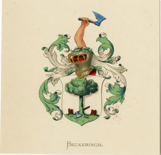 Antique Print - BECKERINGH -COAT OF ARMS-FAMILY CREST-WENNING after VORSTERMAN - 1885