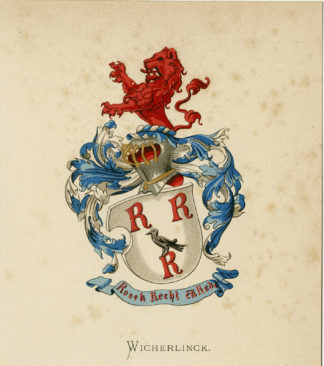 Antique Print - WICHERLINCK -COAT OF ARMS-FAMILY CREST-WENNING after VORSTERMAN - 1885
