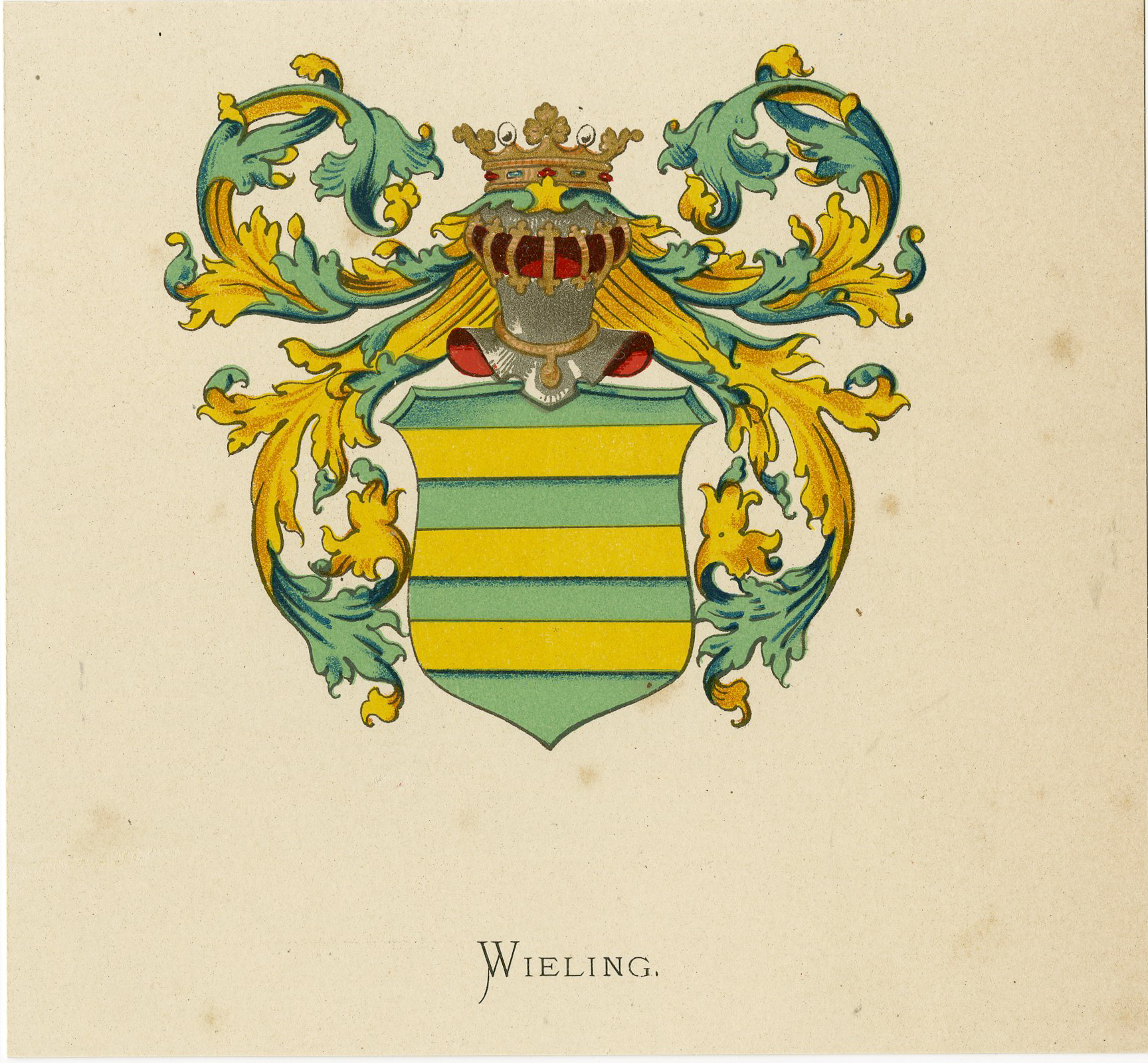 Pco 7530 416x385 Antique Print - WIELING-COAT OF ARMS-FAMILY CREST-WENNING after VORSTERMAN - 1885