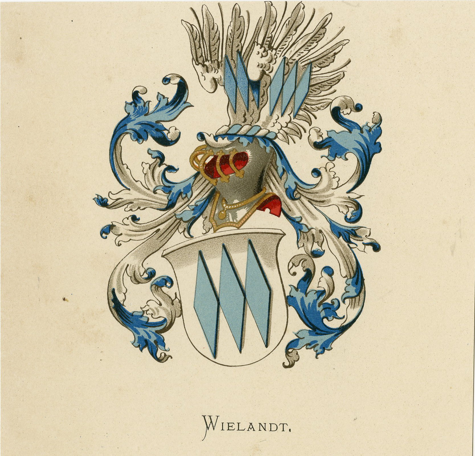 , Antique Print – WIELANDT-COAT OF ARMS-FAMILY CREST-WENNING after VORSTERMAN – 1885, Pictura Antique Prints