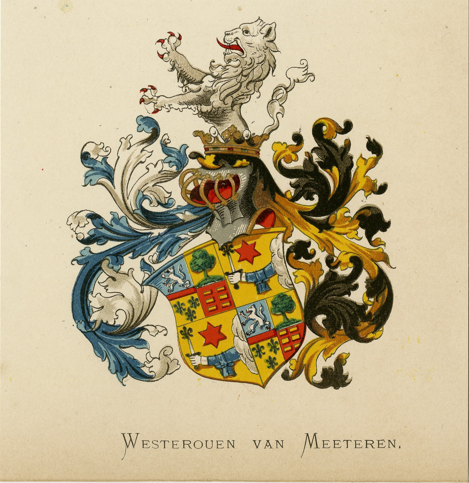 Pco 7535 416x428 Antique Print - WESTEROUEN VAN MEETEREN-COAT OF ARMS-FAMILY CREST-WENNING after VORSTERMAN - 1885