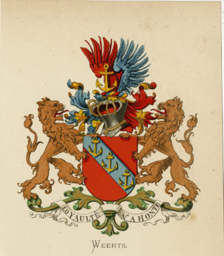 Antique Print - WEERTS-COAT OF ARMS-FAMILY CREST-WENNING after VORSTERMAN - 1885