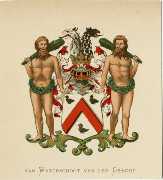 Antique Print - VAN WATERSCHOOT VAN DER GRACHT-COAT OF ARMS-FAMILY CREST-WENNING after VORSTERMAN - 1885
