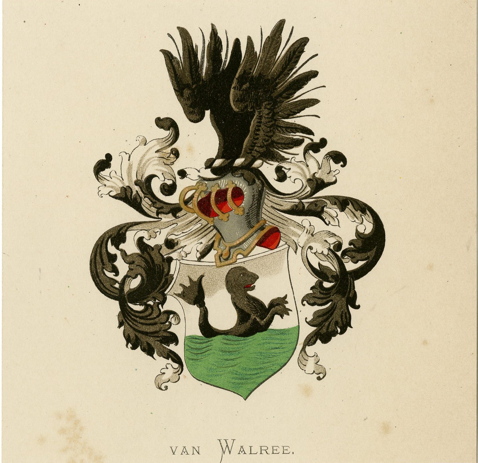 , Antique Print – VAN WALREE-COAT OF ARMS-FAMILY CREST-WENNING after VORSTERMAN – 1885, Pictura Antique Prints