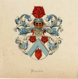 Antique Print - WALTER-COAT OF ARMS-FAMILY CREST-WENNING after VORSTERMAN - 1885