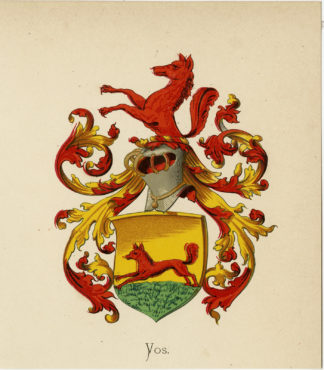 Antique Print - VOS-COAT OF ARMS-FAMILY CREST-WENNING after VORSTERMAN - 1885