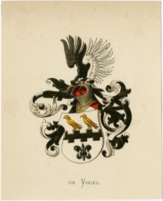 Antique Print - DE VOGEL-COAT OF ARMS-FAMILY CREST-WENNING after VORSTERMAN - 1885