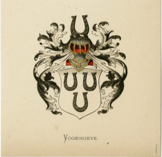 Antique Print - VOORHOEVE-COAT OF ARMS-FAMILY CREST-WENNING after VORSTERMAN - 1885