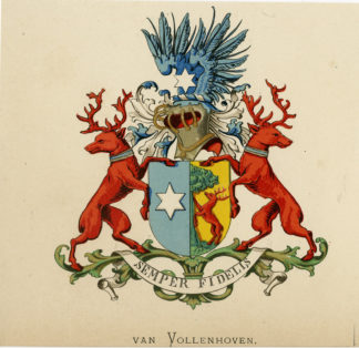 Antique Print - VAN VOLLENHOVEN-COAT OF ARMS-FAMILY CREST-WENNING after VORSTERMAN - 1885