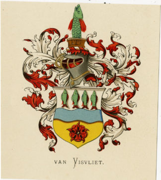 Antique Print - VAN VISVLIET-COAT OF ARMS-FAMILY CREST-WENNING after VORSTERMAN - 1885