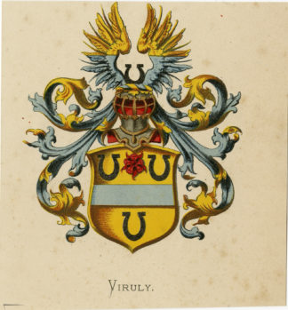 Antique Print - VIRULY-COAT OF ARMS-FAMILY CREST-WENNING after VORSTERMAN - 1885