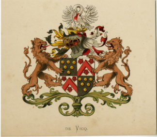 Antique Print - DE VICQ-COAT OF ARMS-FAMILY CREST-WENNING after VORSTERMAN - 1885