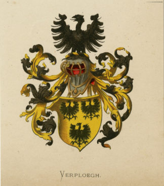 Antique Print - VERPLOEGH-COAT OF ARMS-FAMILY CREST-WENNING after VORSTERMAN - 1885