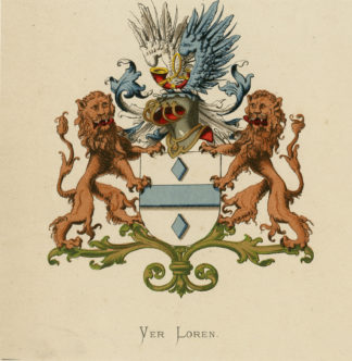 Antique Print - VER LOREN-COAT OF ARMS-FAMILY CREST-WENNING after VORSTERMAN - 1885