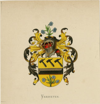 Antique Print - VERHEYEN-COAT OF ARMS-FAMILY CREST-WENNING after VORSTERMAN - 1885