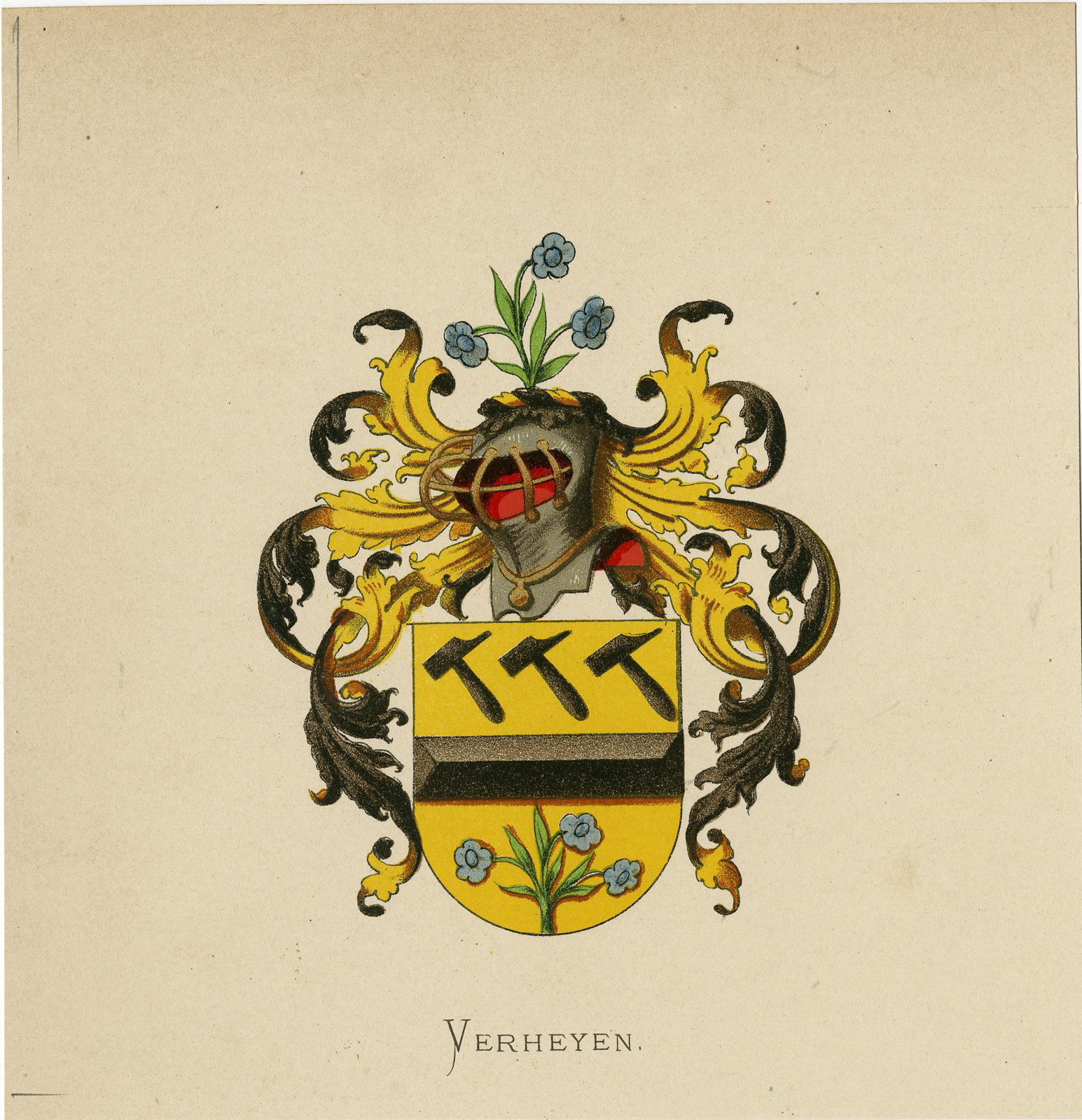 Pco 7570 416x431 Antique Print - VERHEYEN-COAT OF ARMS-FAMILY CREST-WENNING after VORSTERMAN - 1885