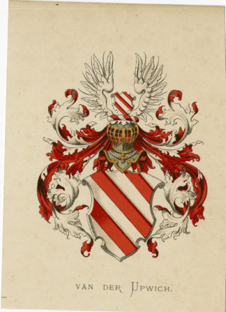 Antique Print - VAN DER UPWICH-COAT OF ARMS-FAMILY CREST-WENNING after VORSTERMAN - 1885