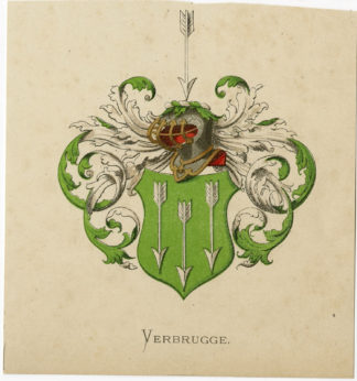 Antique Print - VERBRUGGE-COAT OF ARMS-FAMILY CREST-WENNING after VORSTERMAN - 1885