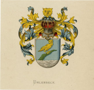 Antique Print - UHLENBECK-COAT OF ARMS-FAMILY CREST-WENNING after VORSTERMAN - 1885