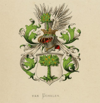 Antique Print - VAN UCHELEN-COAT OF ARMS-FAMILY CREST-WENNING after VORSTERMAN - 1885