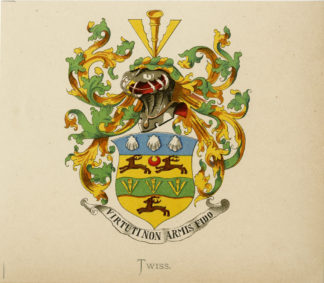 Antique Print - TWISS-COAT OF ARMS-FAMILY CREST-WENNING after VORSTERMAN - 1885