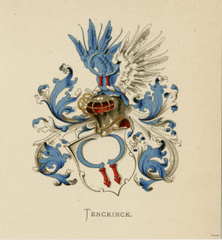 Antique Print - TENCKINCK-COAT OF ARMS-FAMILY CREST-WENNING after VORSTERMAN - 1885